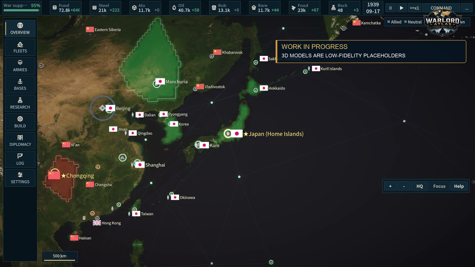 Asia-Pacific theater in the development build