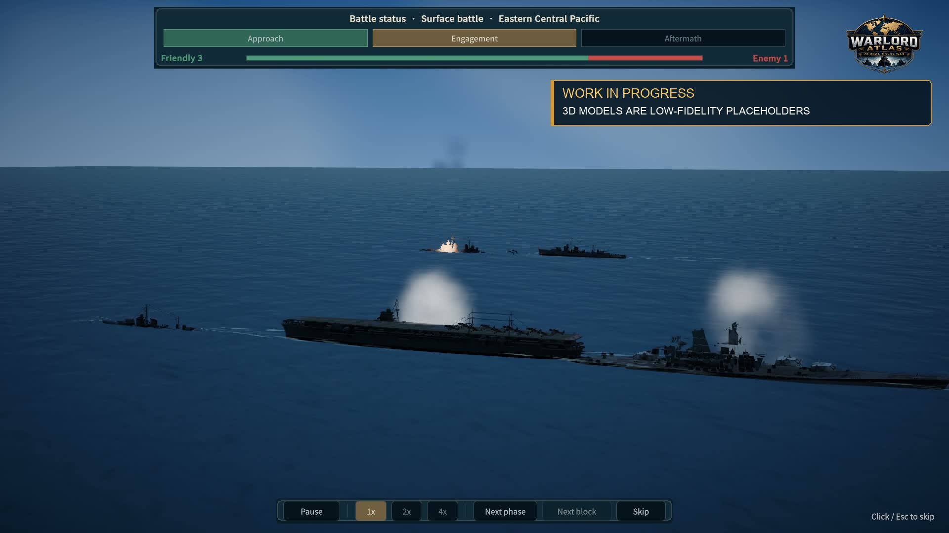 Battle aftermath screen in the development build