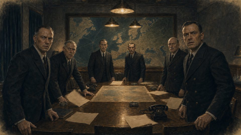 Germany — the glowing arrival descends over the naval headquarters (development art)