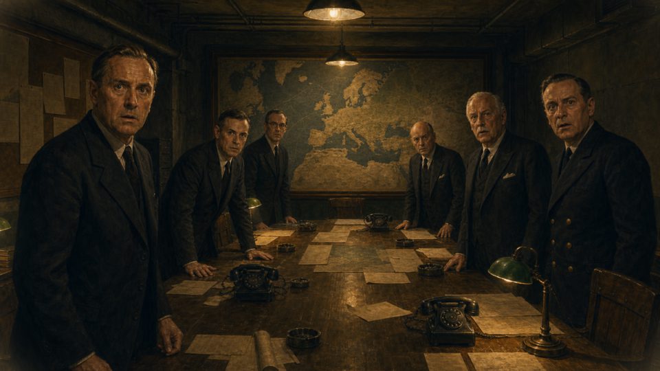 United Kingdom — the glowing arrival descends over the naval war room (development art)